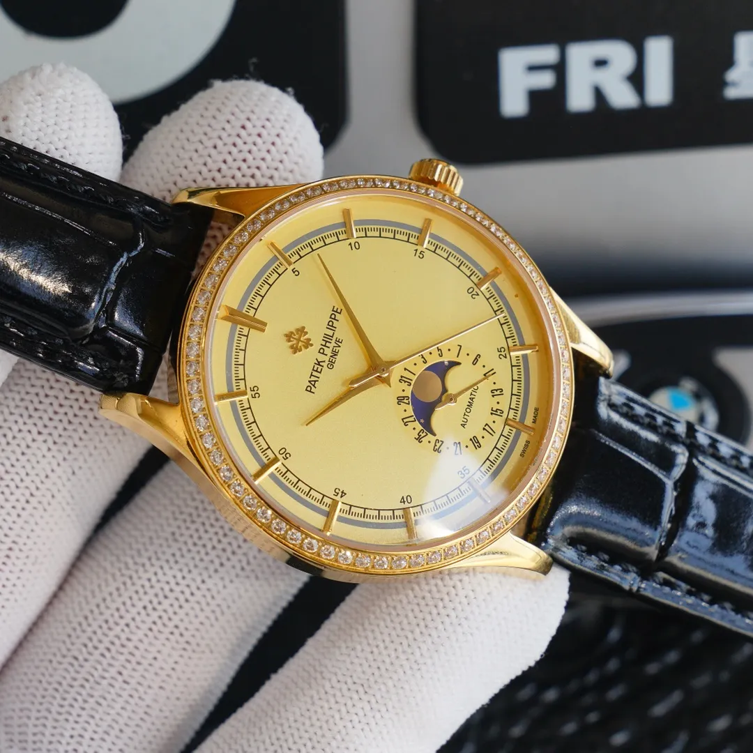 【Top replica】💰4500! Patek Philippe, six-digit real sun, moon, stars and calendar function, movement, date set 2824-2 (zero repair), imported Italian calfskin, original pin buckle, welcome to repost, we will sell it if you repost it!